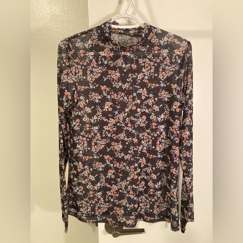 Floral Mesh Long Sleeve Top
